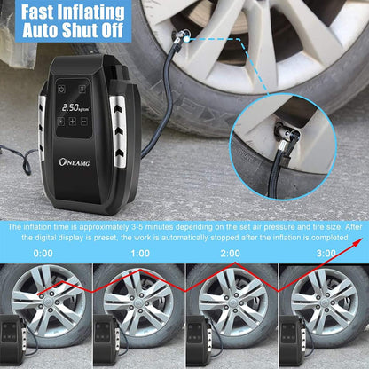 OneAmg 12V Portable Car Air Compressor with Touchscreen 150 PSI
