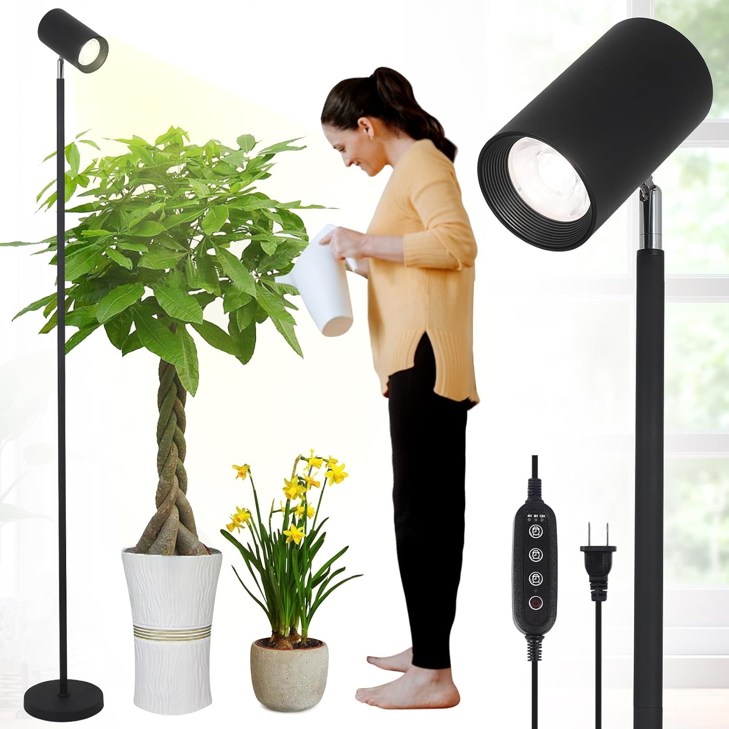 HMVPL Full Spectrum Adjustable Grow Light Stand with Timer