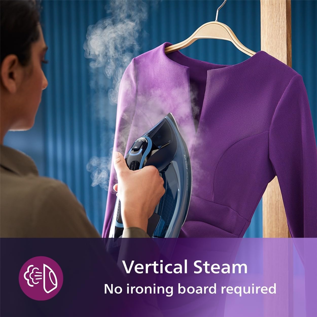 Philips Azur 8000 Series Steam Iron: 3000W, OptimalTEMP, SteamGlide Elite, Light Blue