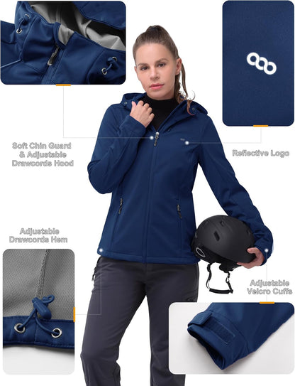 33,000ft Women's Waterproof Breathable Hooded Softshell Jacket for Outdoor Sports