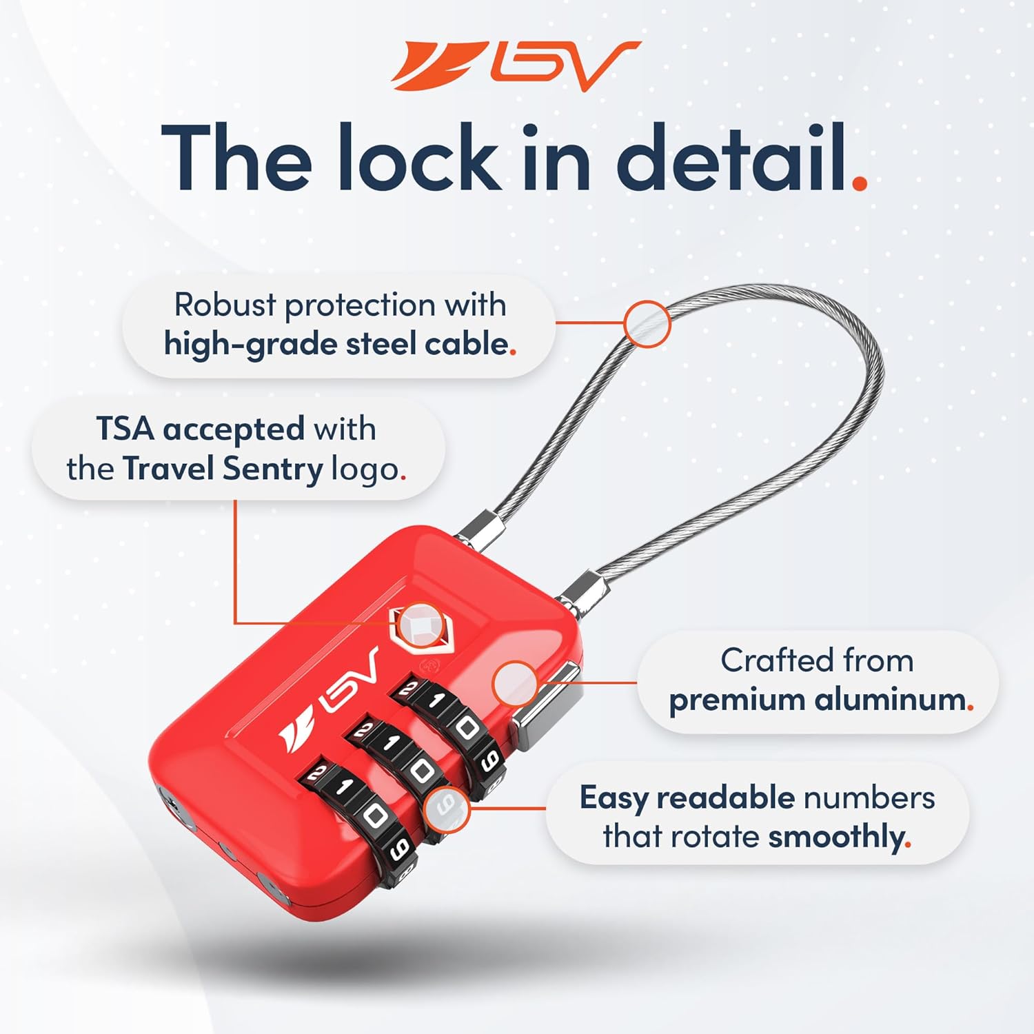 TSA-Approved Red Combination Travel Lock Set – 6 Pack for Luggage