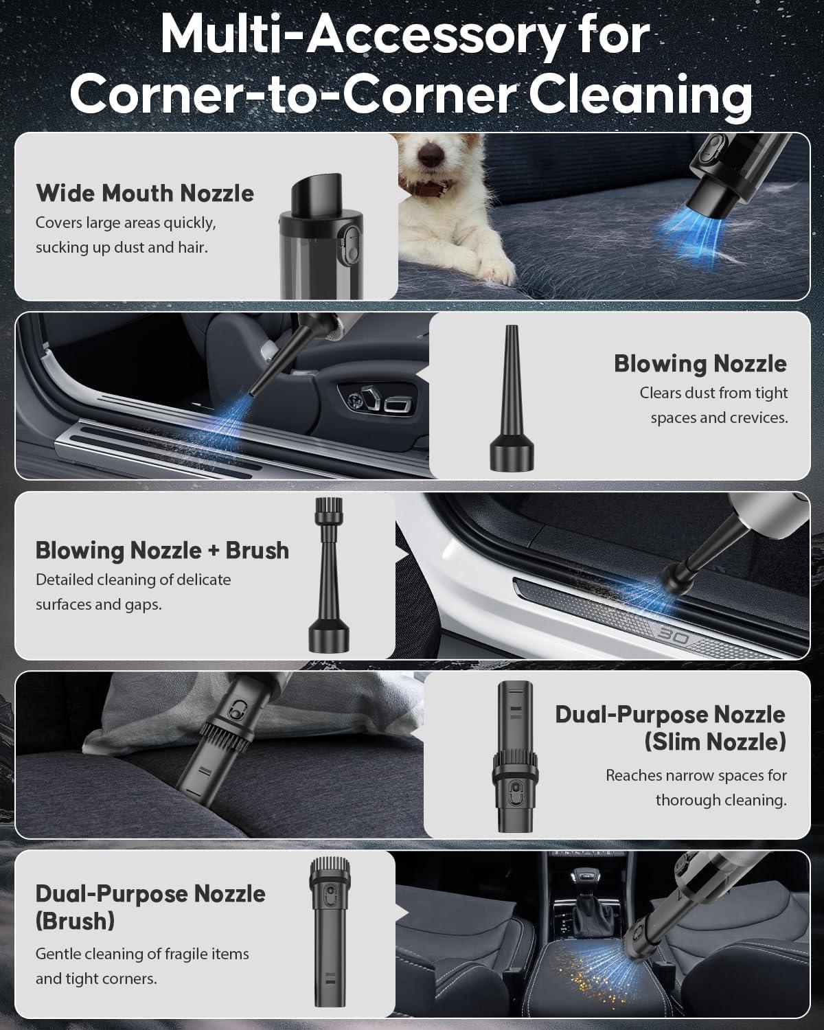 abask 21000PA Cordless 4-in-1 Handheld Mini Vacuum for Car - Gomix Brands Outlet