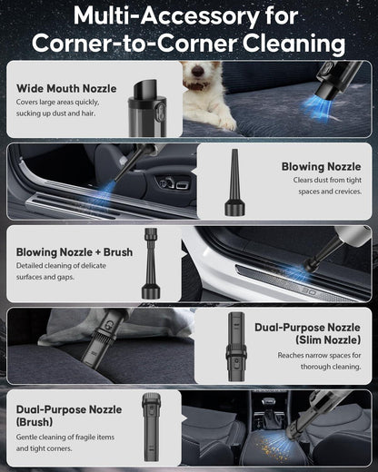abask 21000PA Cordless 4-in-1 Handheld Mini Vacuum for Car - Gomix Brands Outlet