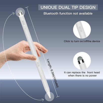 YAGFK DP02 Dual-Tip Stylus Pen USB-C Rechargeable Magnetic Aluminum White