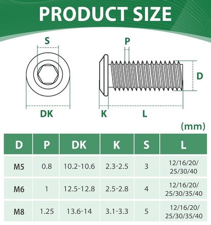 Bolatus 20-Pack M5x25mm Black Flat Head Stainless Steel Screws