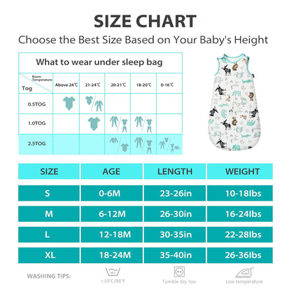 Mosebears 2.5 Tog Cotton Baby Winter Sleeping Bag Soft Adjustable