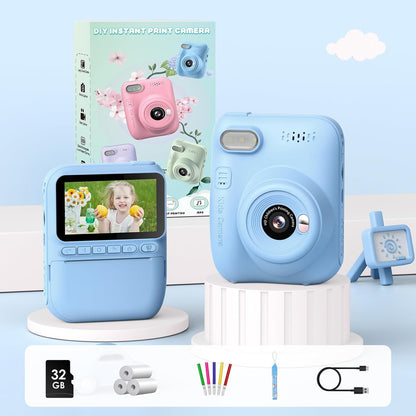 GREENKINDER H2 Kids Instant Print Camera 3.0" Screen 1080P 32GB Card for Ages 3-12