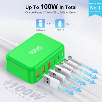 Teminice HNT-PC606 GaN Fast USB Charging Station Hub 6-Port