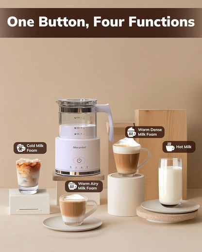 Morpilot Electric Glass Milk Frother: 4-in-1 Function, 500ml for Coffee & Lattes