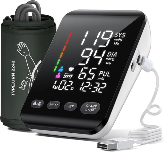 Aidisy Arm Blood Pressure Monitor with LED Display, Dual-User Memory