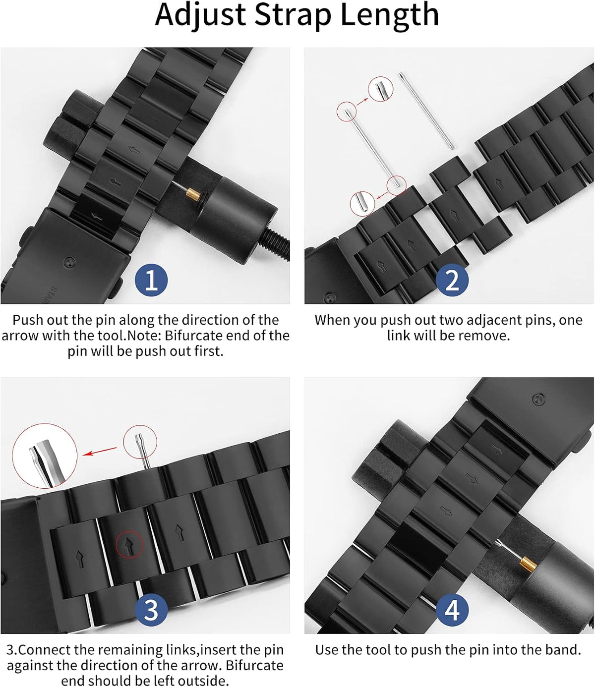 TStrap MB19-BK Stainless Steel Watch Band Black