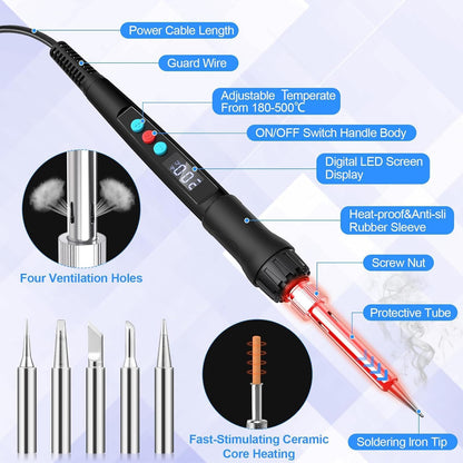 Q-MING 100W LED Digital Soldering Iron Kit SIK100
