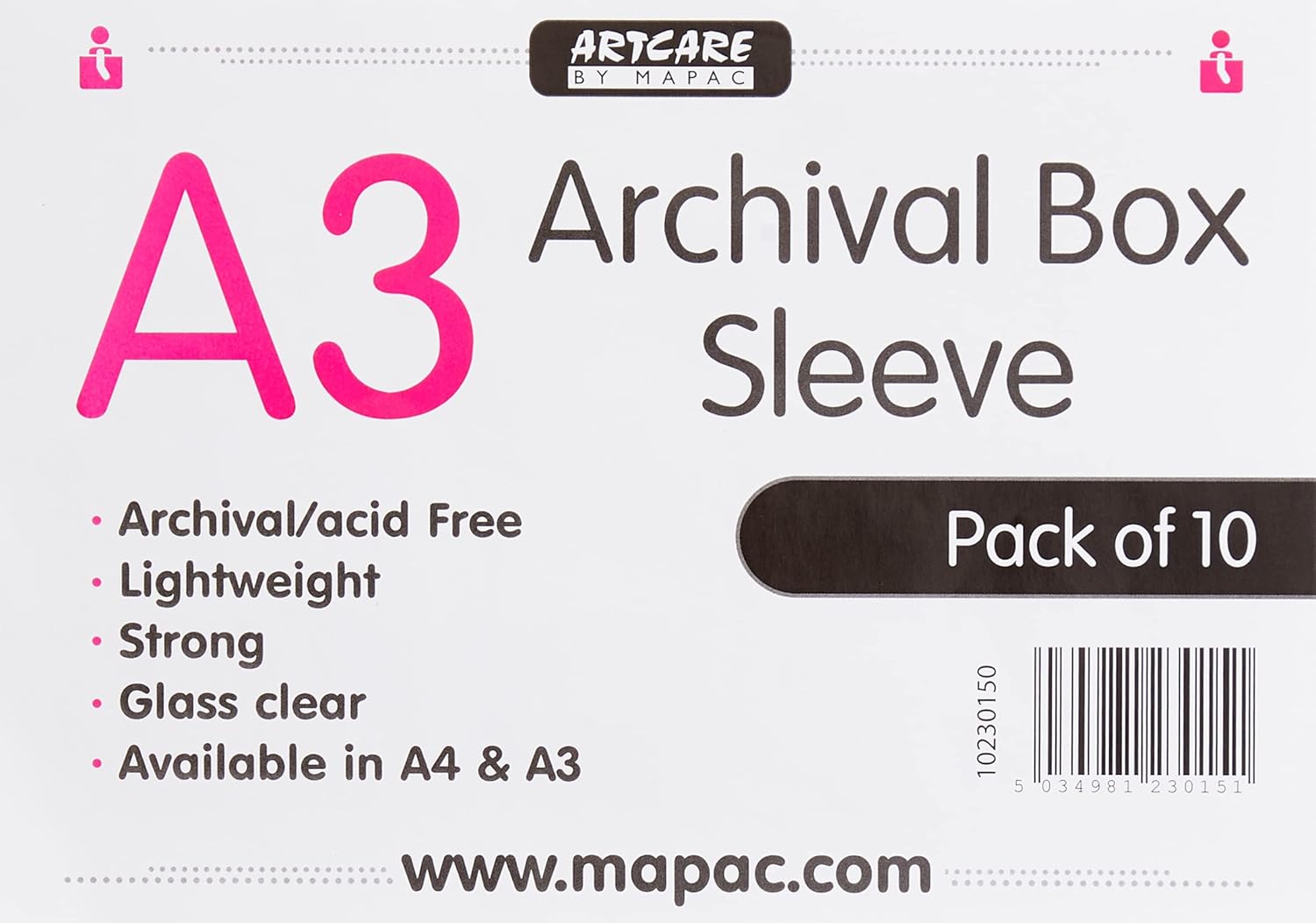 Artcare Clear A3 Archival Box Sleeves – 10 Pack Synthetic