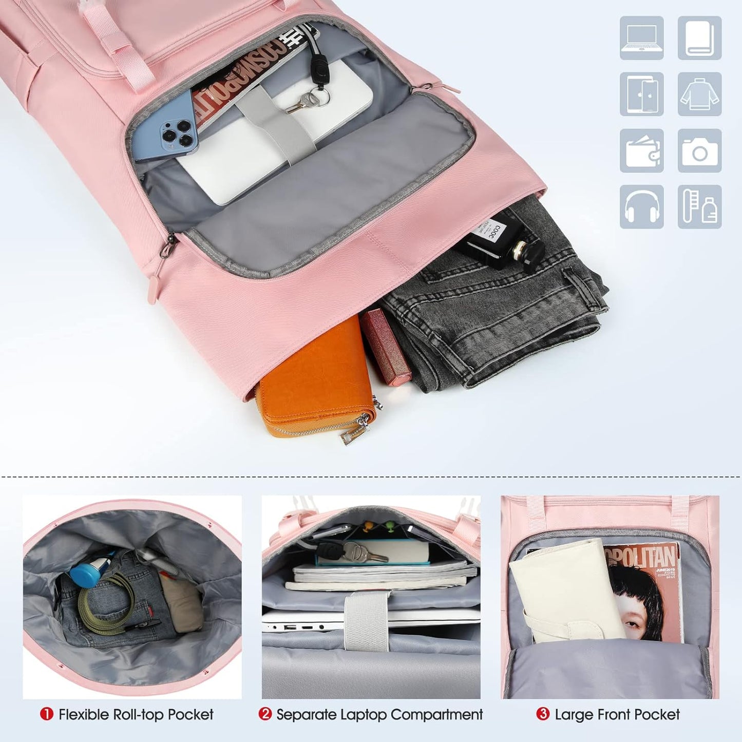 NEWHEY Expandable Rolltop Laptop Backpack 17.3" Waterproof 32L