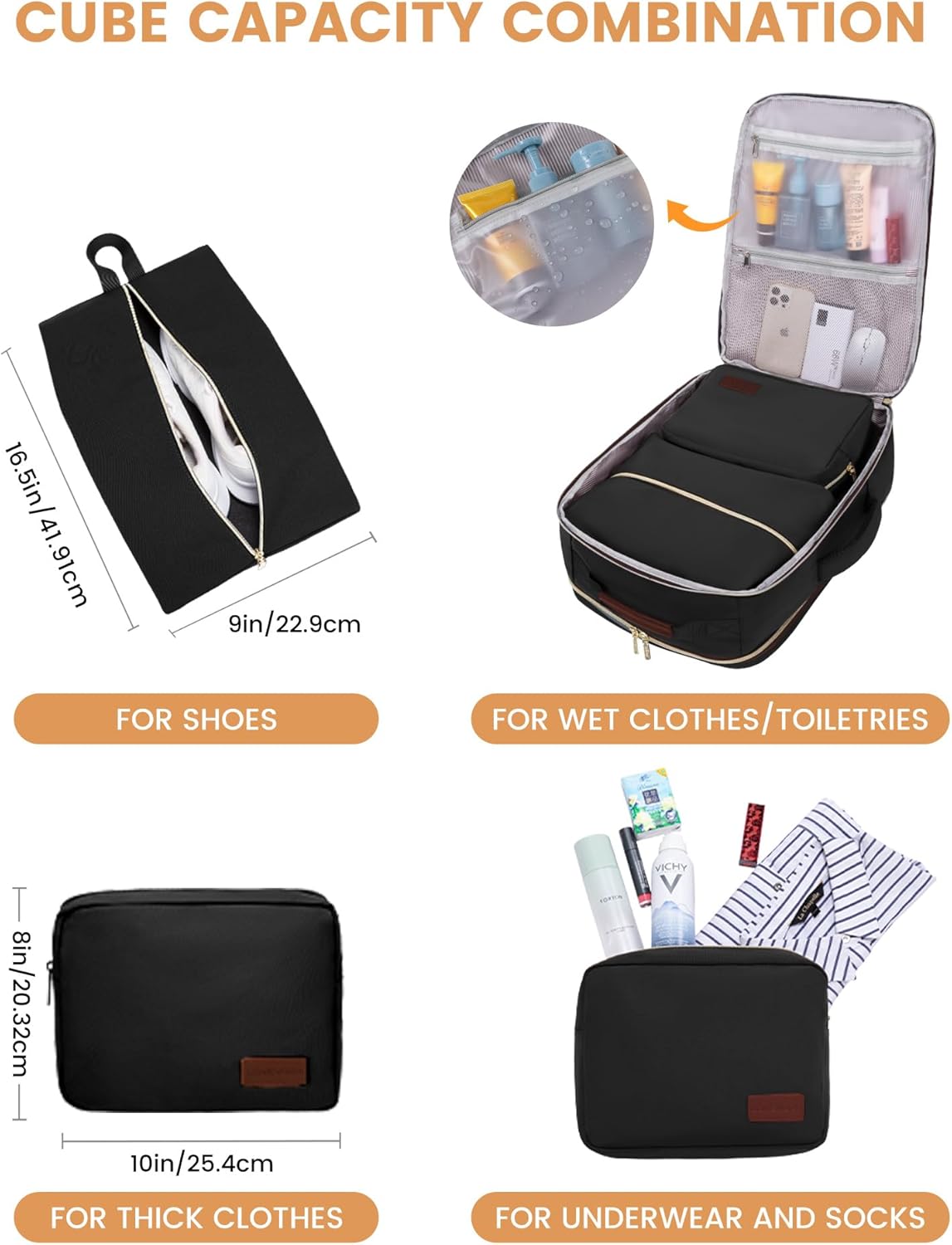 LOVEVOOK 40L Waterproof Travel Backpack with Laptop Sleeve for Hand Luggage