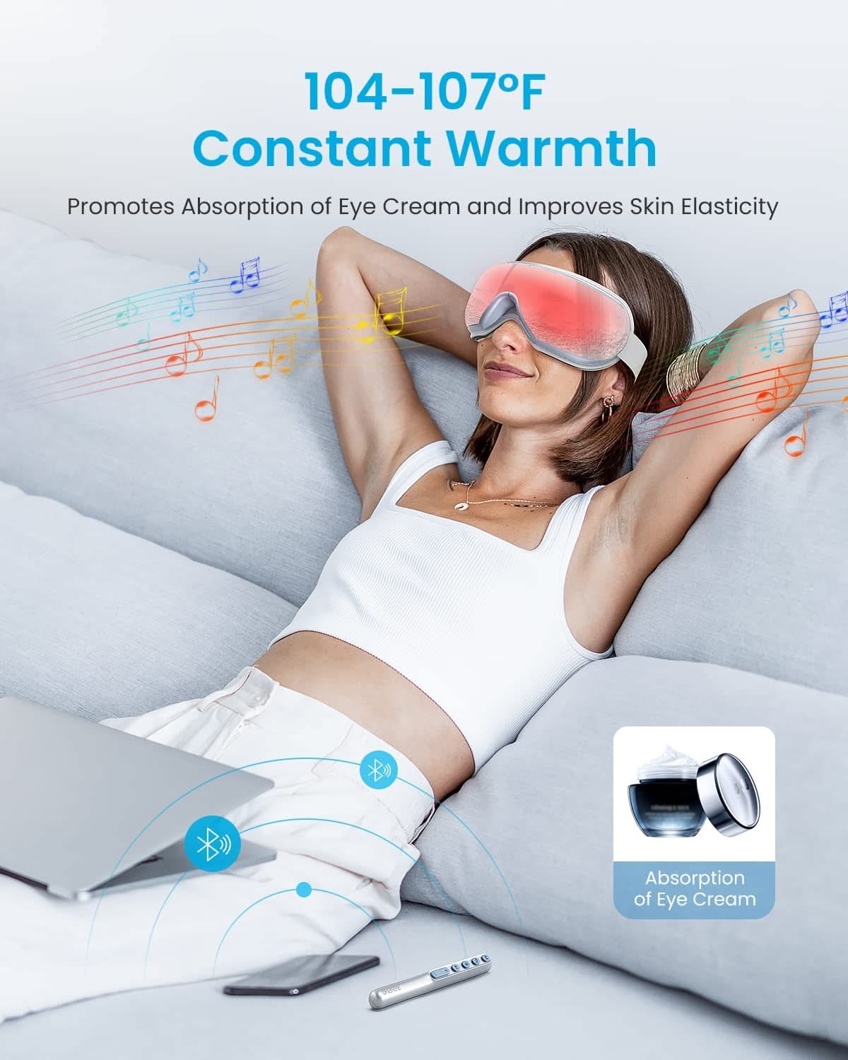 Renpho Eyeris 1 Eye Massager Metalle Blue Heat Bluetooth