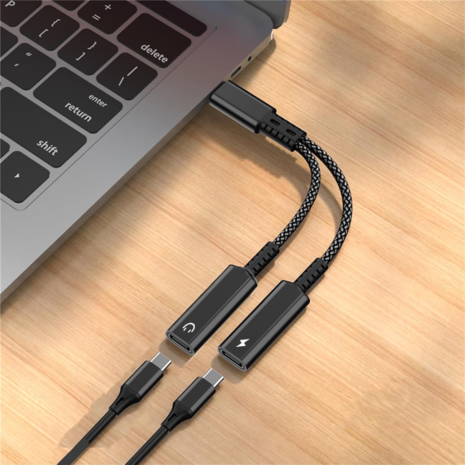 Ownkim 2-in-1 Dual USB-C Audio and Charging Adapter 60W