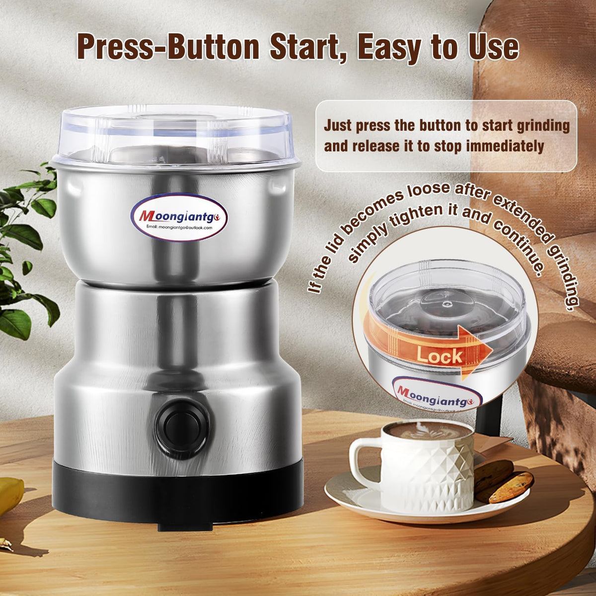 Moongiantgo MG-QY-10 Electric Coffee Grinder 200W