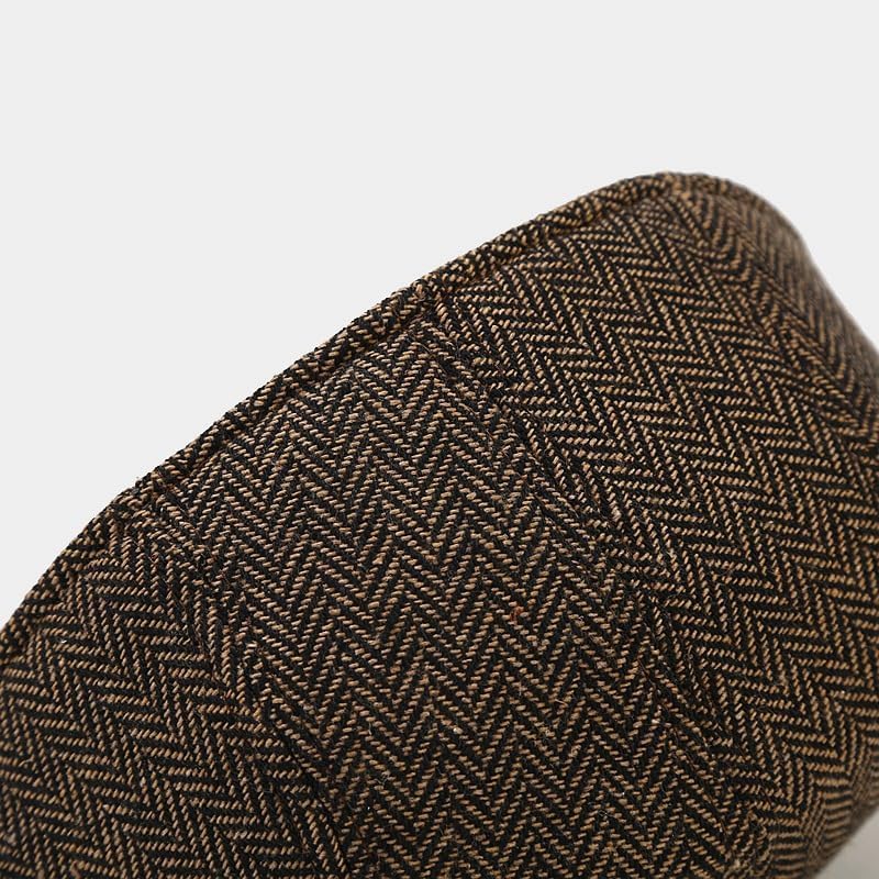 Classic Herringbone Plaid Flat Cap – Unisex Newsboy Hat