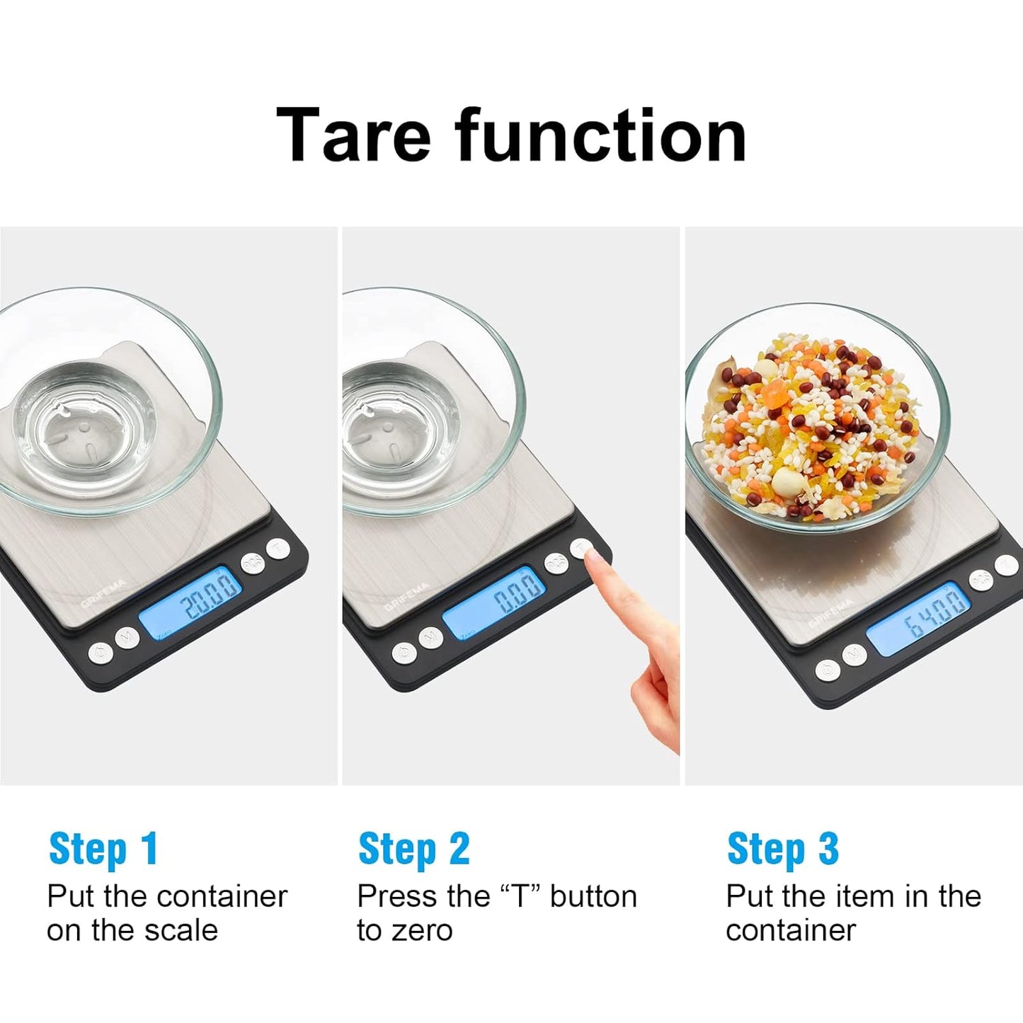 GRIFEMA Digital Kitchen Scale 0.01g‑500g Precise Mini Scale with LCD