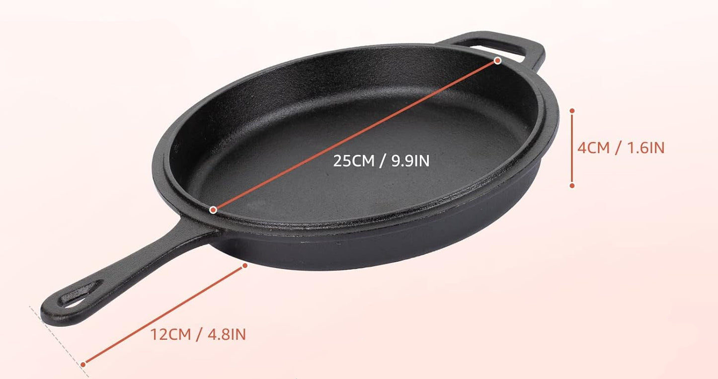 Overmont 26CM Pre-Seasoned Cast Iron Dutch Oven Pot & Skillet Combo Cooker