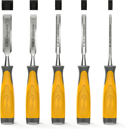 TOLESA 5-Piece Wood Chisel Set Cr-V Steel Soft Grip