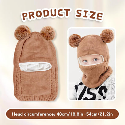 Fadcaer Warm Hooded Baby Winter Hat with Pom Pom