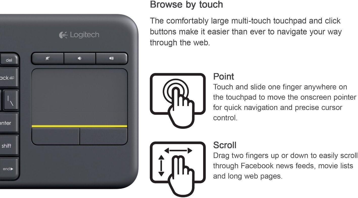 Logitech K400 Plus Wireless Keyboard with Touchpad – Arabic Layout, Black