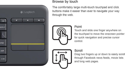 Logitech K400 Plus Wireless Keyboard with Touchpad – Arabic Layout, Black