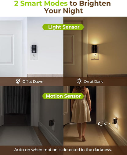 AUVON NL14110W2 Plug in Motion Sensor LED Night Light 2 Pack