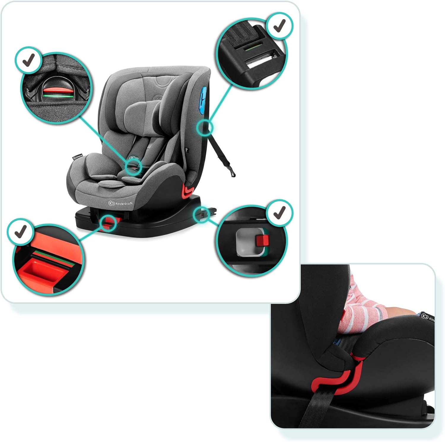 Kinderkraft Isofix Vado Car Seat, Group 0+/1/2, H-Guard, Black