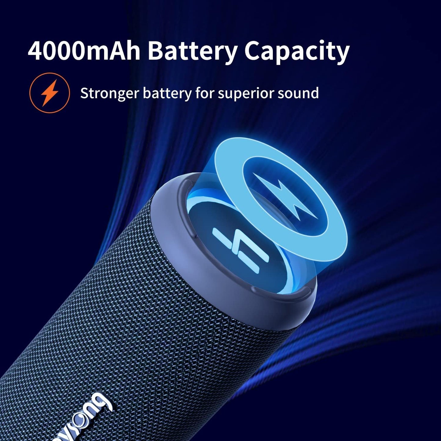 HEYSONG Sonic Blast Waterproof Bluetooth Speaker with LED Light, 20W