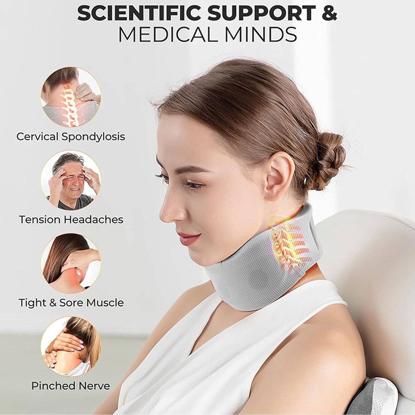 Adjustable Foam Neck Support for Pain Relief, Soft Comfort, Travel, Spine Health