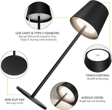 Howskys 2-Pack Wireless LED Dimmable Table Lamp