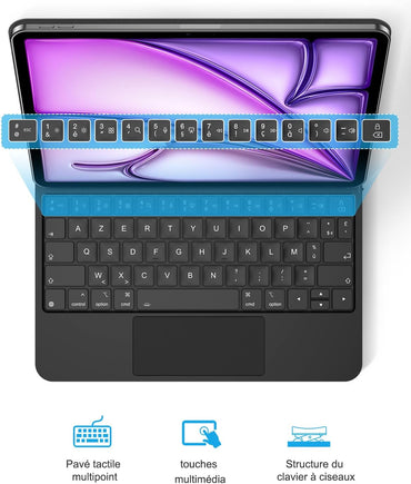 TECURS Magnetic iPad Air 11" Keyboard Case with Backlit Trackpad