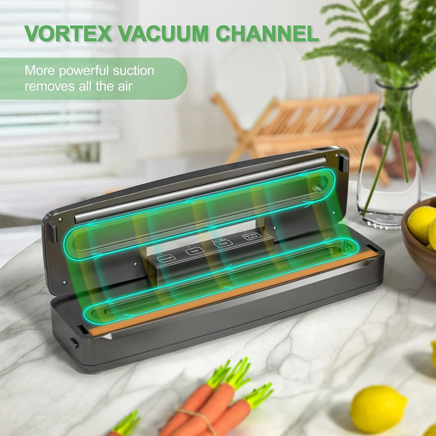 WOCVRYY V2 6-in-1 Vacuum Sealer 125W Dry & Wet Mode Black
