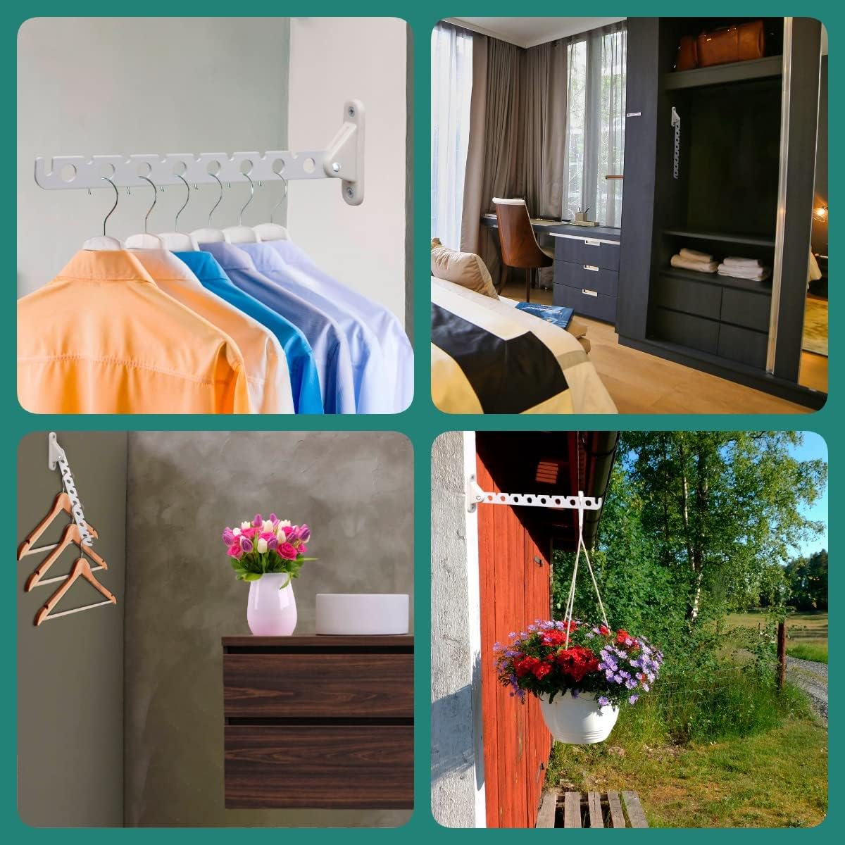 PRIOstahl White Foldable 310mm Wall-Mounted Clothes Hanger Set