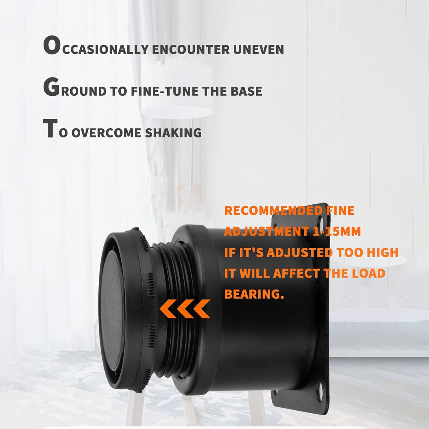 4 Black Adjustable Stainless Steel Furniture Legs with 0-10mm Height