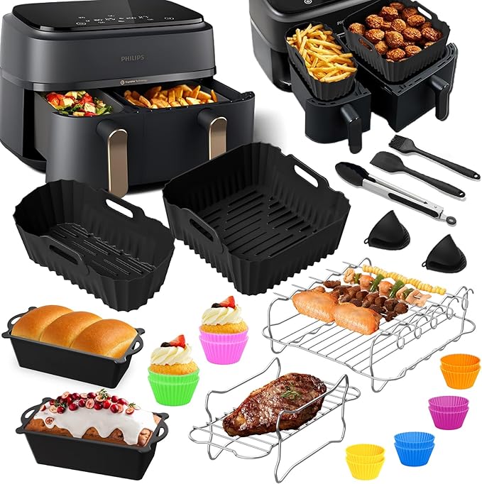 23-Piece Philips Dual Basket Airfryer Accessory Set with Silicone Moulds