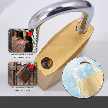 TakFree 32mm Brass Padlock with Key Heavy Duty 2-Pack Brown