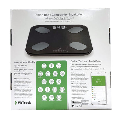 FitTrack Dara Smart BMI Digital Scale - Black Bluetooth Body Composition