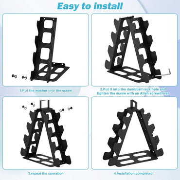 Nomiou Black Compact Triangular Dumbbell Rack for Home Gyms