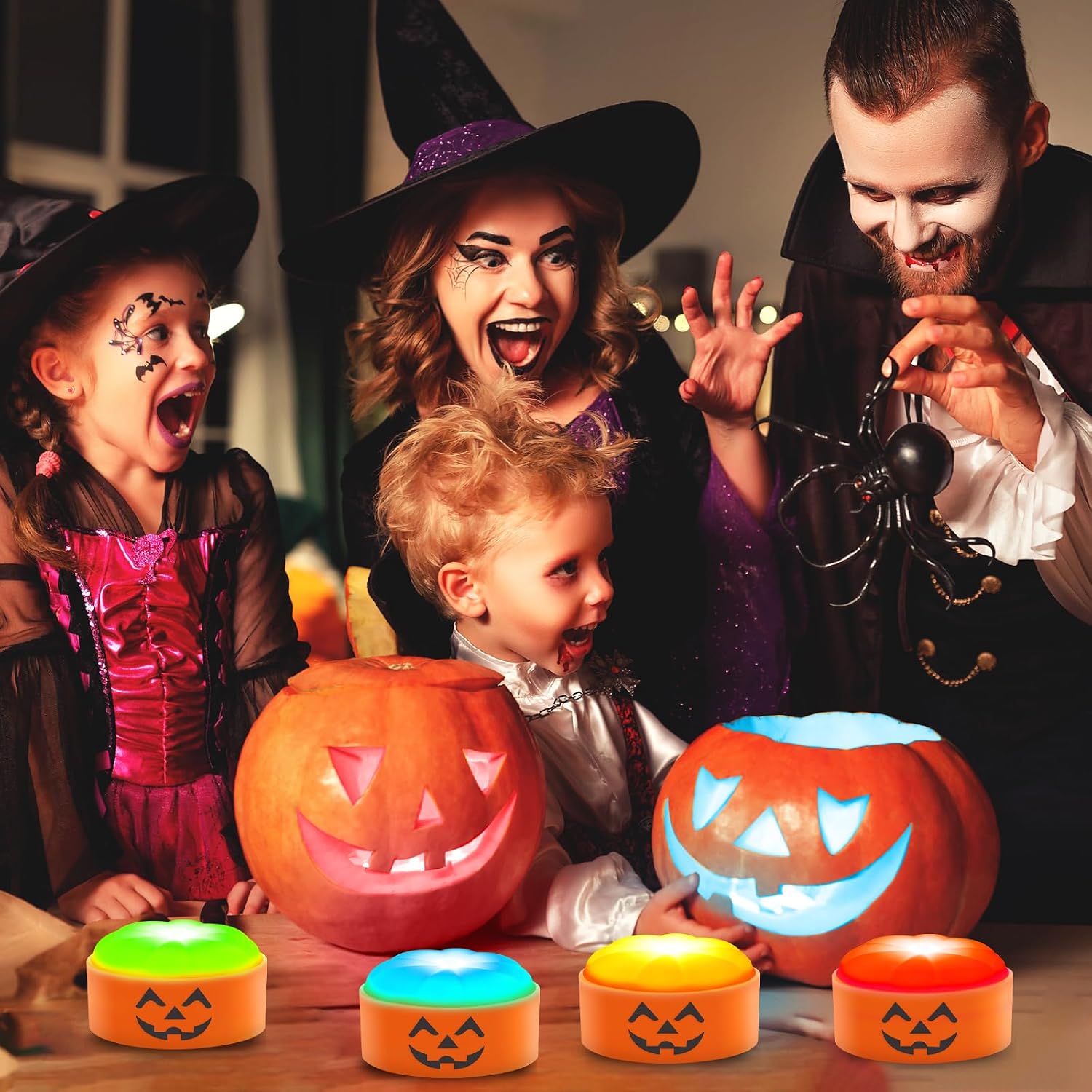 Gobesty Flameless LED Pumpkin Lights Remote Control 4-Piece Set