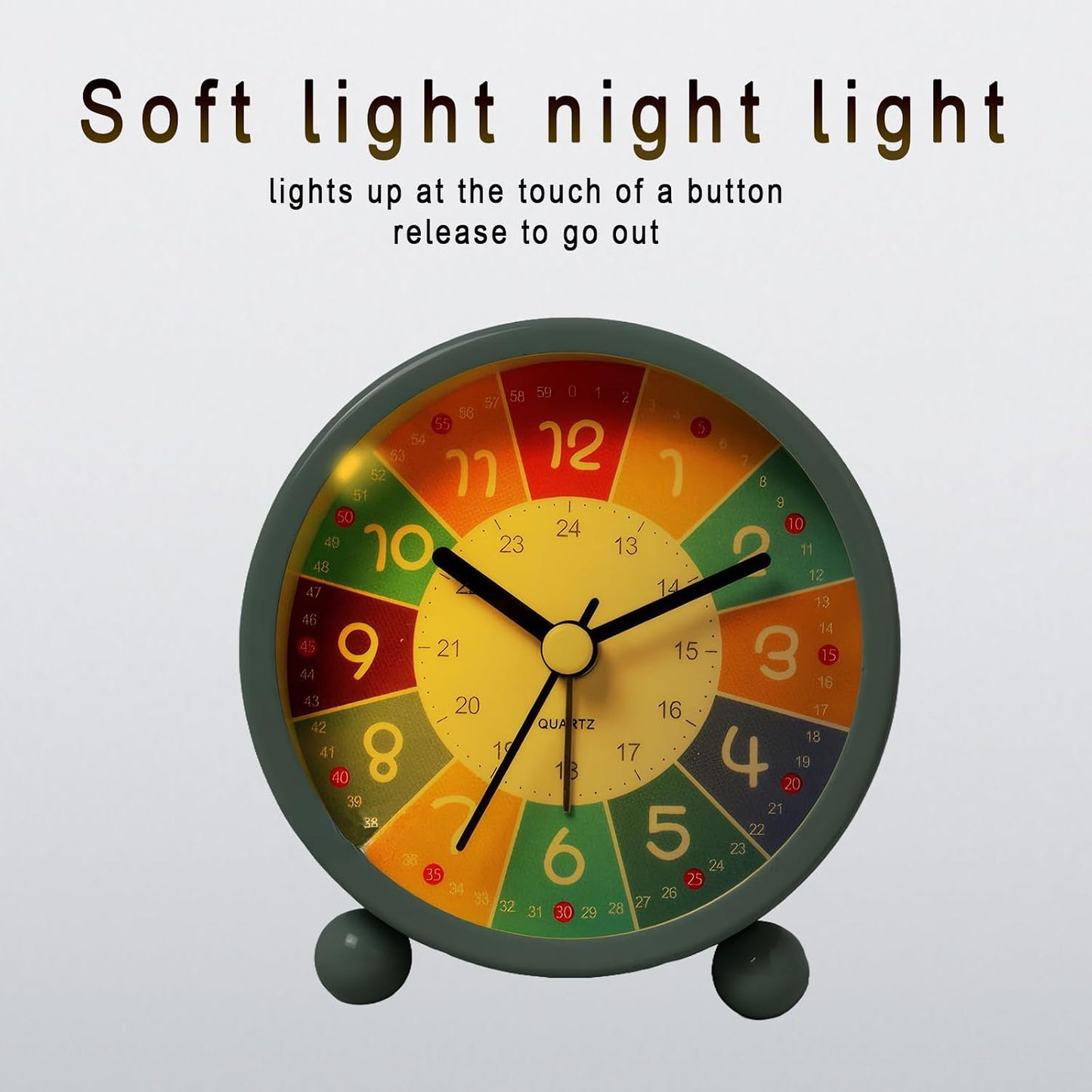 Lancoon Cute Alarm Clock with Color Coded Time Zones Digital Dial Silent Movement Metal Casing Blue