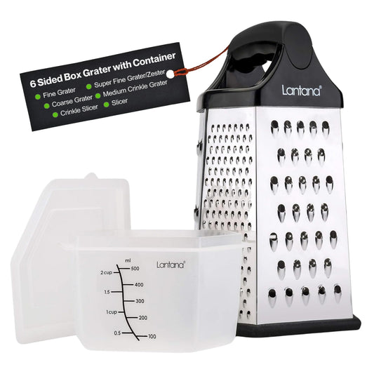 Lantana Cheese Grater Handheld Stainless Steel Box with Container