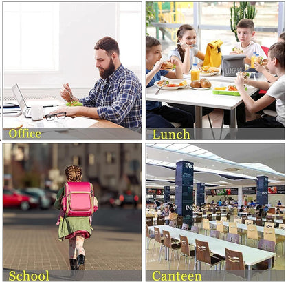 Unicorn Kids Bento Lunch Box with Tableware, 4-Compartment Insulated Stainless Steel