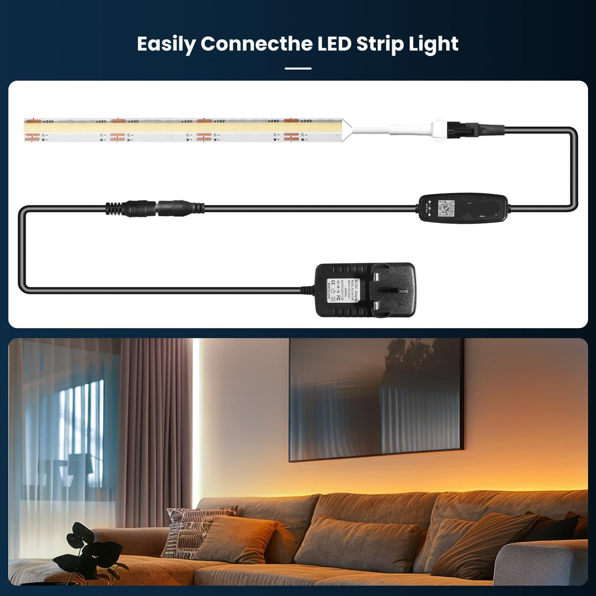 TENDIST 3000-6500K CRI90+ COB LED Strip Light 24V