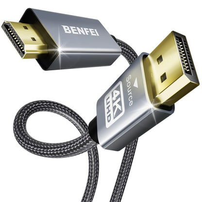 BENFEI 4K DisplayPort to HDMI Cable Aluminum Shell Nylon Braided Uni-Direction DP 1.2 to HDMI 1.4 for Computer Monitor Laptop