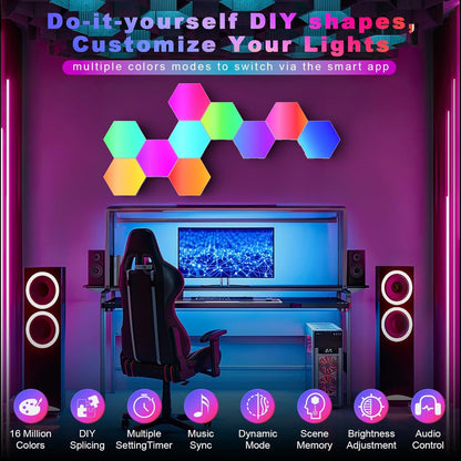 Hexagon Gaming Light Wall Lamp J1566 RGB Smart Light Panels Set