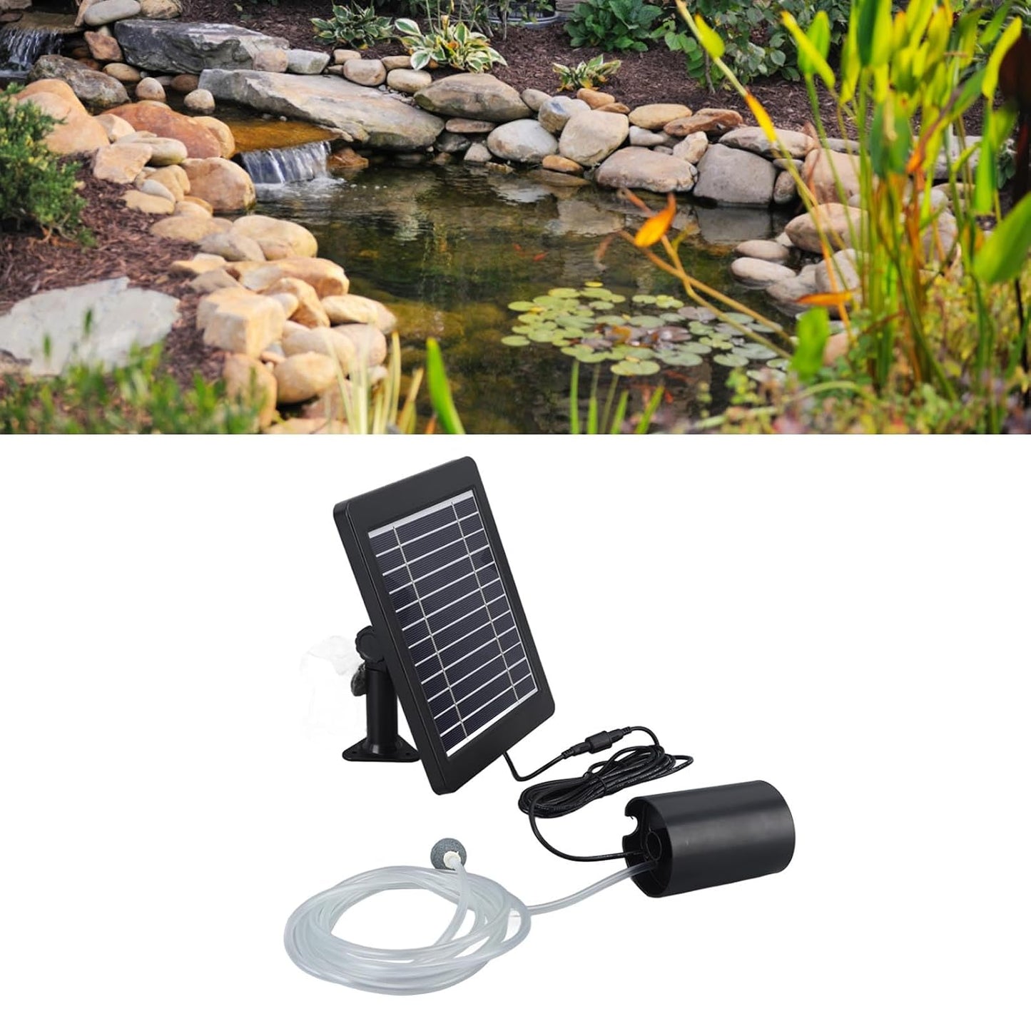 Maxmartt Solar Powered Air Pump Kit 6V 4W Adjustable Angle 3 Modes for Fish Tank Pond
